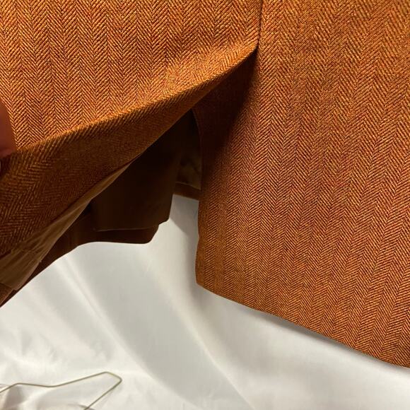 Le Suit Skirt Suit 2 Piece Size 14 Rusty Brown Spice Rhone Weave Business - Picture 8 of 11